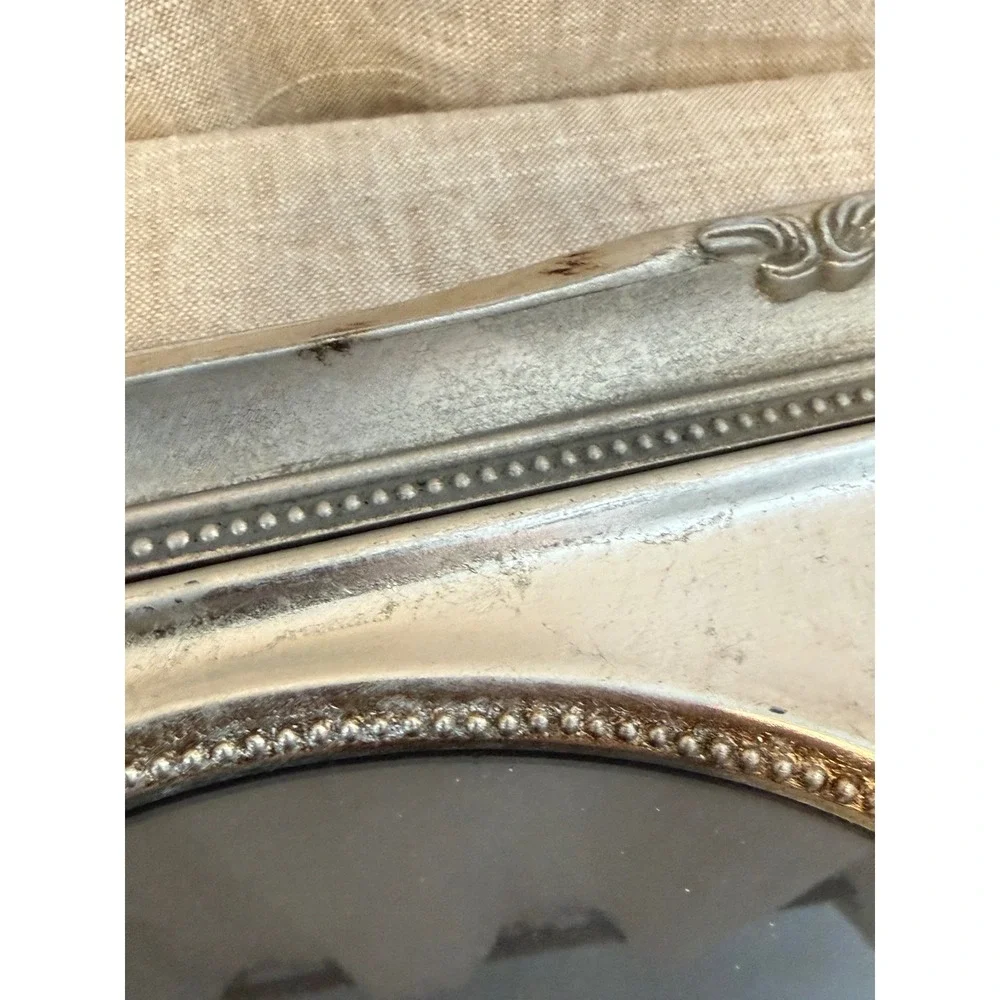 Vintage Silver 7 Opening Collage Picture Frame, Ornate Tabletop Frame